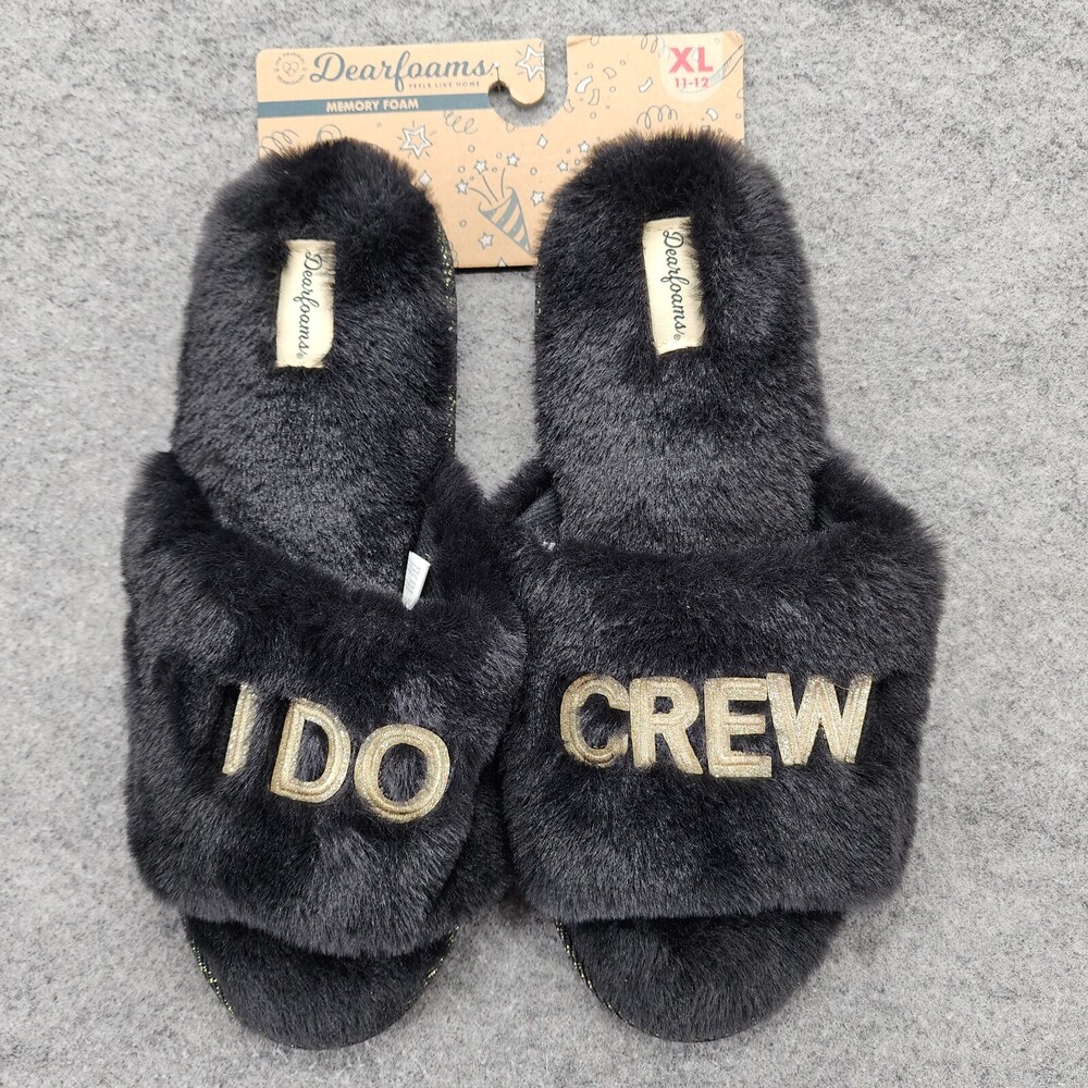 Dearfoams Woman's Slide  Slippers Size XL 11-12  Bridal Party I Do Crew